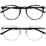 OPULIZE Blu 2 Pack Blue Light Blocking Reading Glasses Black Blue Computer Gaming Anti Glare Mens Womens