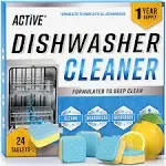 Dishwasher Cleaner And Deodorizer Tablets - 24 Pack Deep Cleaning Descaler Pods for Dish Washer Machine, Heavy Duty, Septic Safe, Natural Remover For Limescale, Calcium, Odor, Smell - 12 Month Supply