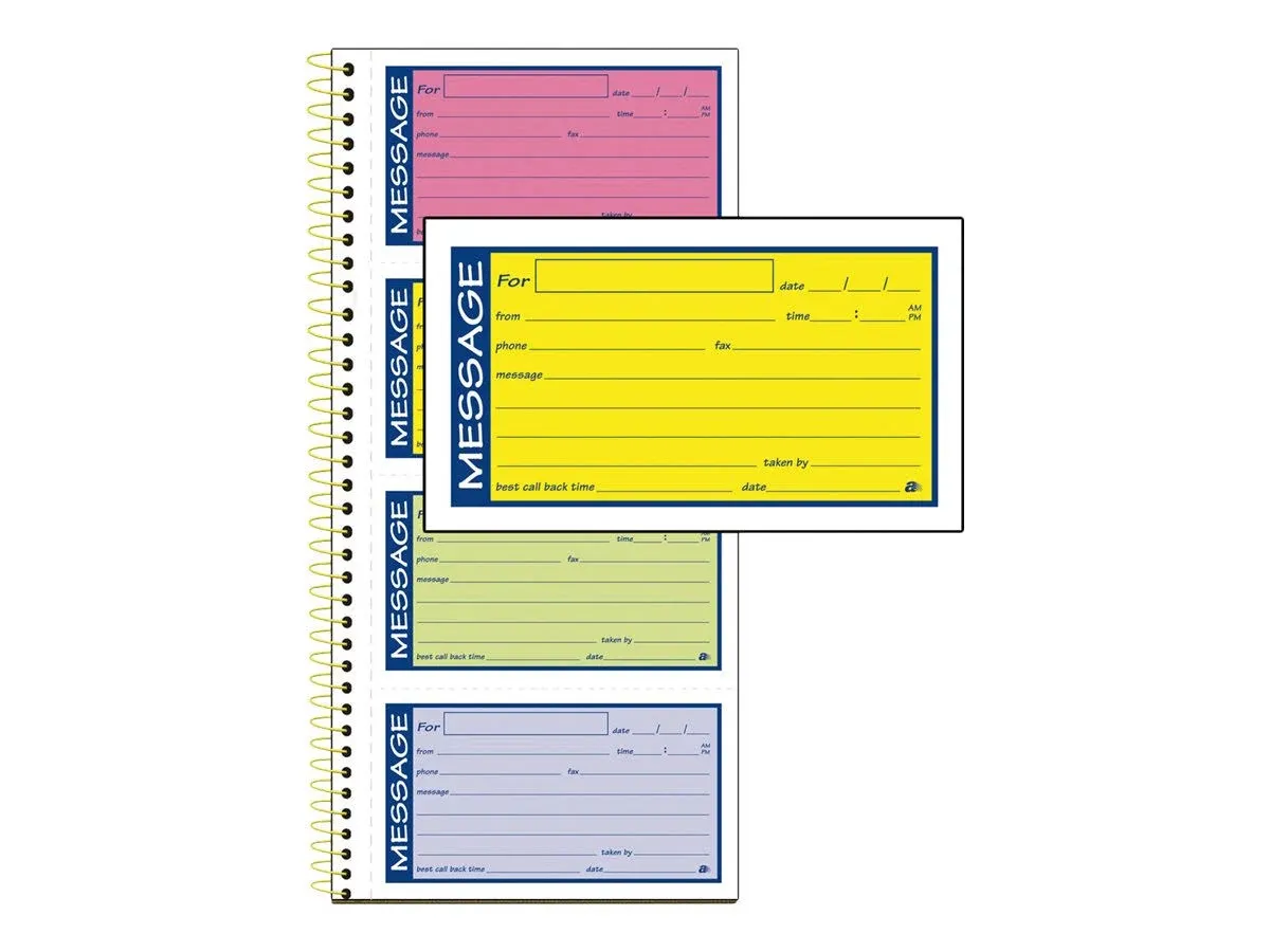 Adams Wirebound Telephone Message Book Two-Part Carbonless 200 Forms