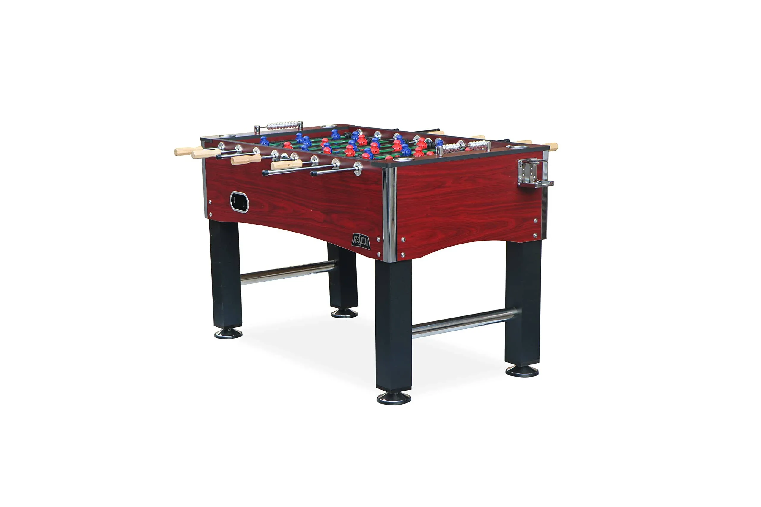 KICK Royalton 55" Foosball Table includes 13 Blue & 13 Red Uniformed Players, 26 Counterbalanced Players, 2 Soccer-Style, 2 KICK Imperial & 2 Tournament Foosballs