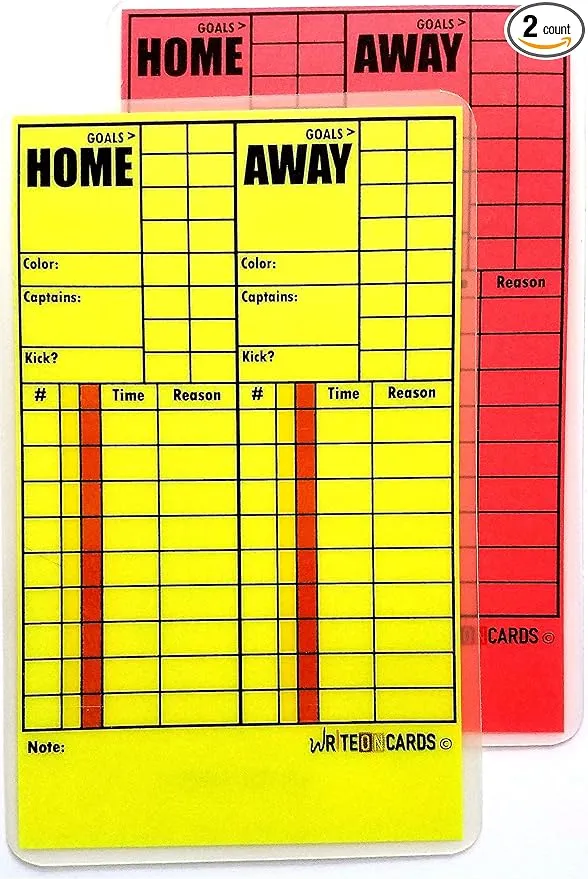 WriteOnCards.com Soccer Write-On Referee Cards, Bright Neon Set