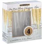 Party Essentials One Piece Plastic Champagne Flutes Set of 4 - 5oz Flutes