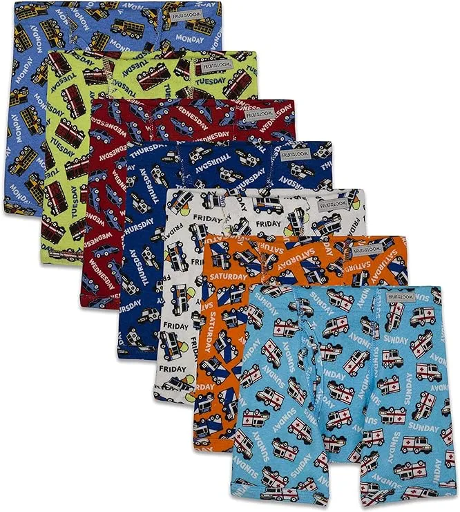 Fruit of The Loom Toddler Boys' Days of The Week Boxer Briefs, 7 Pack