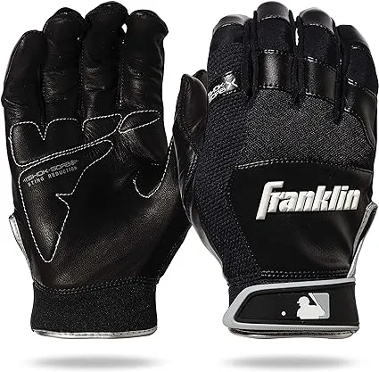 Franklin Sports MLB Baseball Batting Gloves - Shok-Sorb X Batting Gloves for Baseball + Softball - Adult + Youth Padded Non-Sting Batting Glove Pairs - Multiple Colors + Sizes