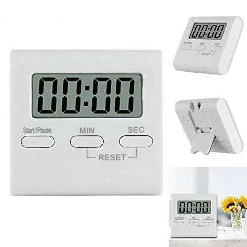 SATINWOOD Kitchen Timer, 2 Pack Digital Kitchen Timers Magnetic Countdown Timer with Loud Alarm, Big Digits, Back Stand for Cooking, Classroom, Teachers - AAA Battery Included,White