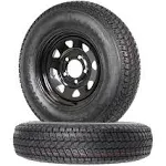 Ecustomrim 2-Pack Mounted Trailer Tire Black Spoke Rim ST175/80D13 C 175/80D13 13 in. 5-4.5