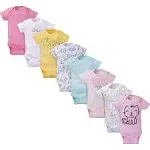 Onesies Brand Baby Girl Short Sleeve Onesies Bodysuits, 8-Pack, Sizes Newborn-12M