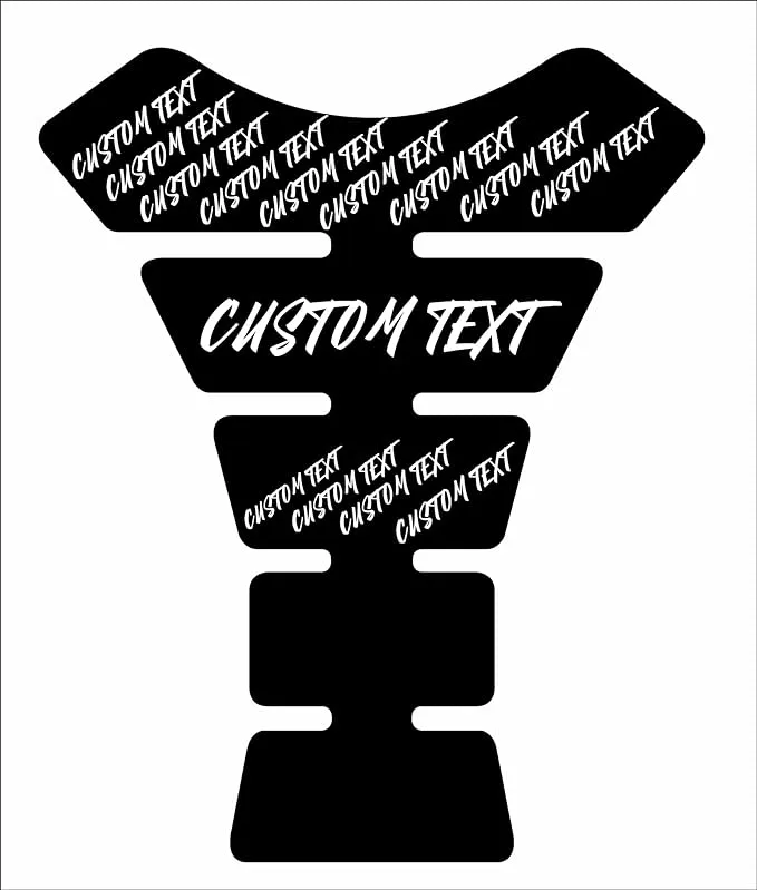 Custom Text Font Lettering Generator Black background v2 Motorcycle Sport bike Gas Tank pad Protector Decal Sticker 8.5 inches tall x 6.9 inches wide