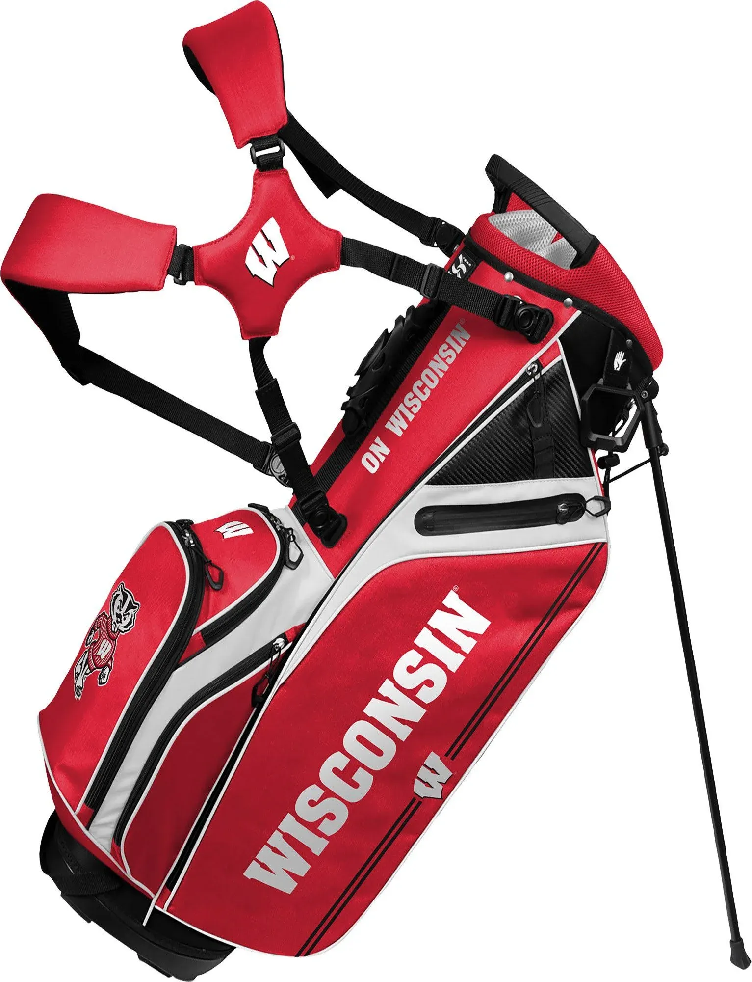 WISCONSIN BADGERS TEAM EFFORT CADDIE CARRY HYBRID GOLF BAG