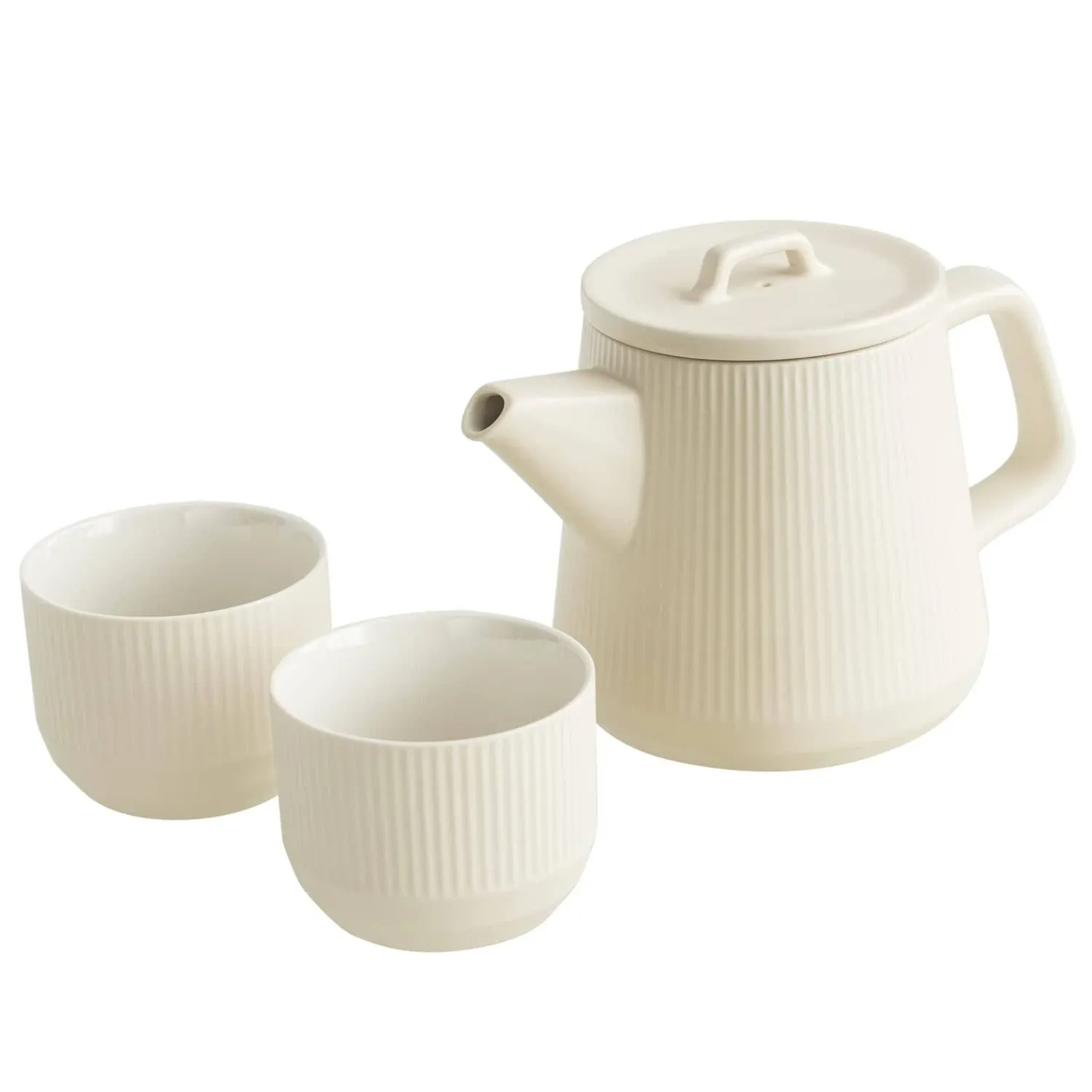 Teapot Set with Removable Infuser, Kissui Vertical Stripes Ceramic Brewing Tea S