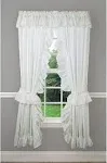 Classic Wide Ruffle Priscilla Rod Pocket Curtain Collection by Ellis (White, 84W x 63L Priscilla Pair)