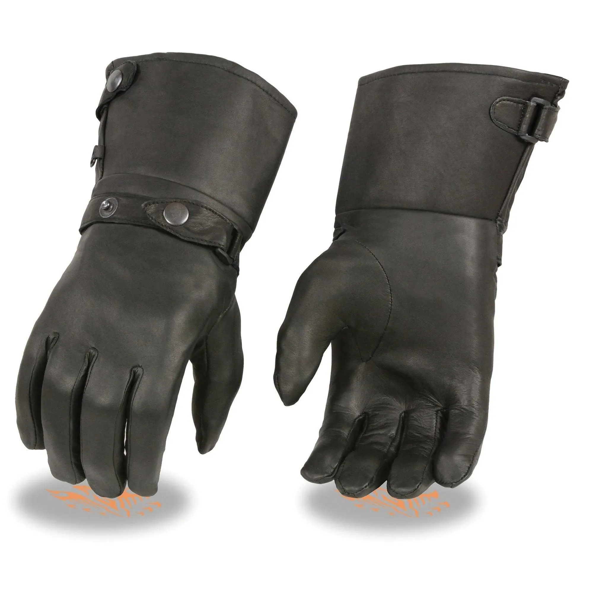 Milwaukee Leather Men's Gauntlet Motorcycle Hand Gloves-Black Leather