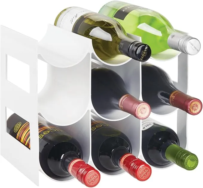 mDesign Plastic Water Bottle/Wine Rack Organizer, 3 Tiers, 9 Bottles