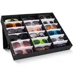 Juvale 18 Slot Sunglasses Display Case for Women and Men, Multiple Glasses Storage (Black, 18.7x14.9x2.4 in)