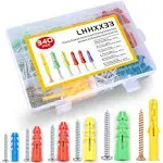 340-Piece Drywall Anchors and Screws Combo Pack - 170 Plastic Wall Anchors and 170 Screws - Assorted Sizes - Organizer Box Included - Screws and Anchors, Wall Anchors and Screws for Drywall