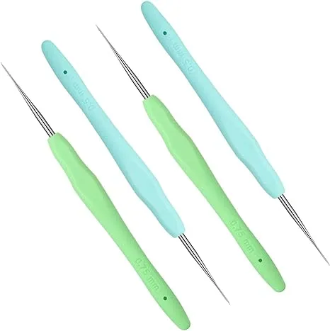 4 Pieces Dreadlock Crochet Hooks Tool 0.5mm 0.75mm Dreadlock Crochet Needle Tools ...