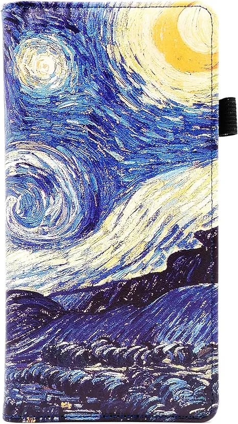 Menesia Checkbook Cover for Men &amp; Women RFID Leather Check Blue Starry Night 