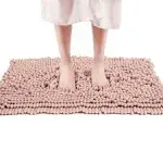 FRESHMINT Chenille Bathroom Rugs Non-Slip Bath Mat 24"x17", Washable Soft Shower Mat, for Bathroom Floor & Tub Fluffy Shag Bath Rugs, Durable Thick Water Absorbent Microfiber Shower Rugs, Blue