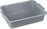 Winco PLP-5G 21 1/4" x 15 3/8" x 4 7/8" Gray Polypropylene Plastic Perforated Bus Box