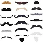 KICNIC 60 Pcs Fake Mustaches Self Adhesive (20 Designs) Novelty Hairy Beard Costume Facial Hair for Christmas Party Supplies Decorations, Suitable for