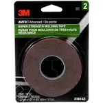 3M Super-Strength Molding Tape, 1/2 in x 15 ft, High Strength Double-Sided Adhesive, Permanently Attaches Side Moldings, Trim and Emblems to Interior and Exterior of Vehicles (03614)