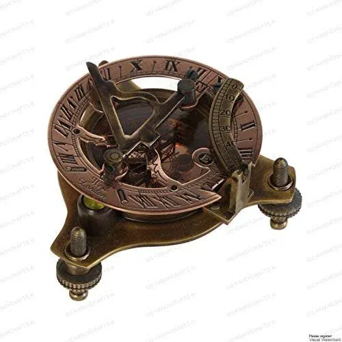 Vintage Marine WEST London Antique 2.5&#034; Brass Sundial Compass Nautical Decor ...