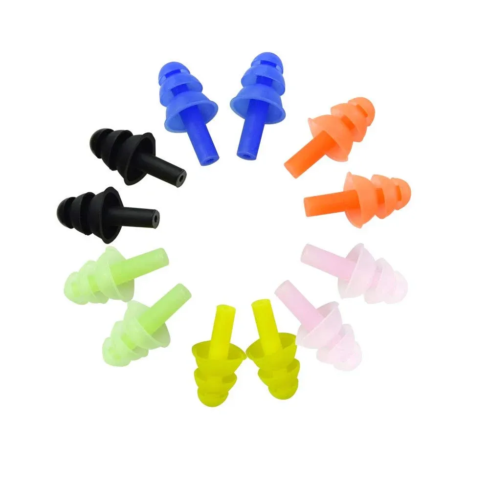 Honbay 6pairs Reusable Silicone Swimming Earplugs Soft and Flexible Ear Plugs for Swimming, Learning, Hearing Protection, Concerts, Airplanes, Shootin