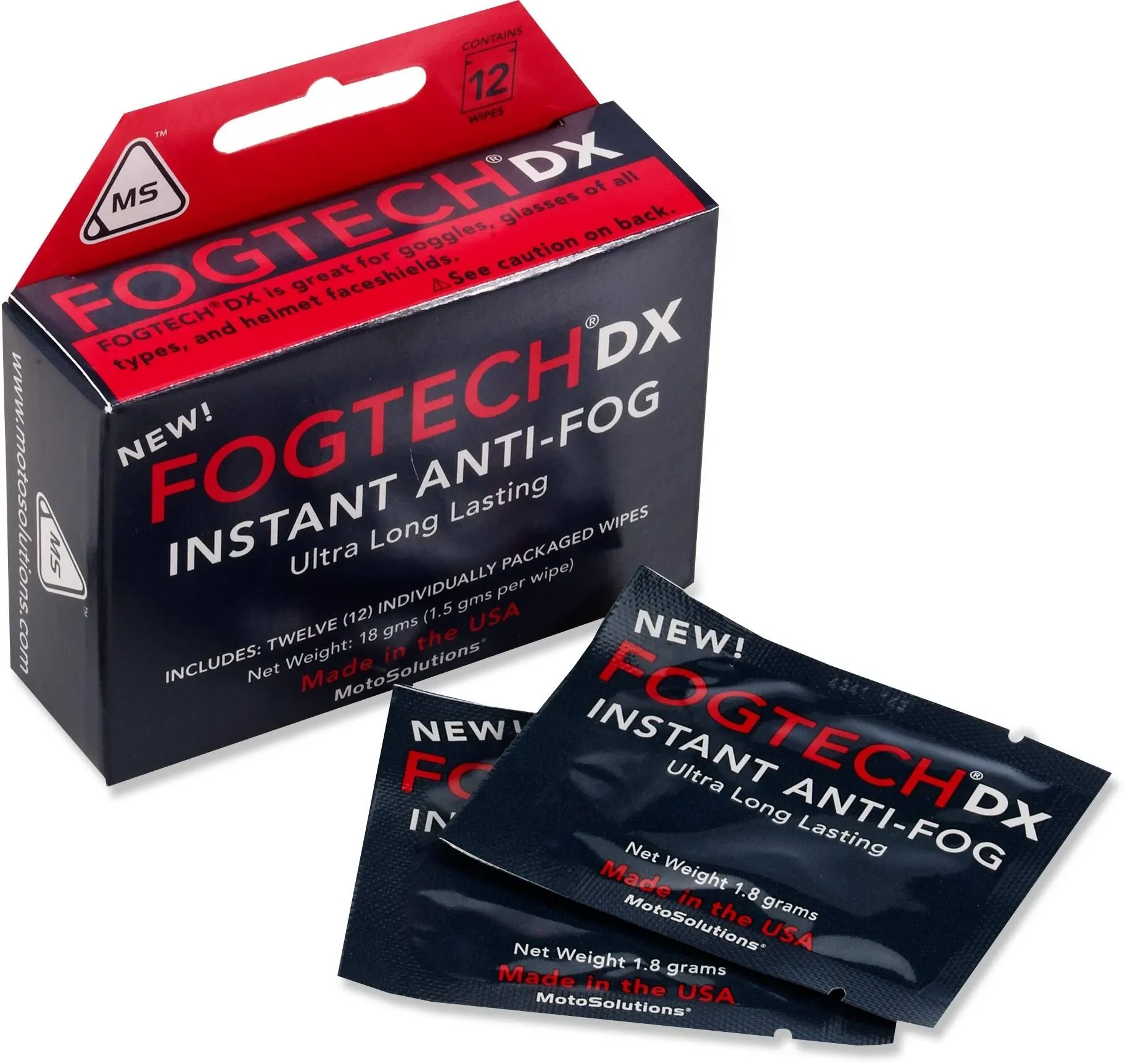 MotoSolutions FogTech DX Anti-Fog Wipes (Box of 12)