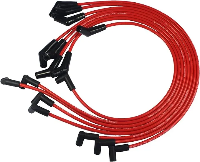 Jdmspeed New HEI Red Spiral Core Spark Plug Wires 45 Degree End 396-427-454-502 Replacement for Chevy BBC at MechanicSurplus.com