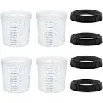 Master Paint System MPS, 4 Pack Set Standard 20 Ounce (600ml) Hard Cups and Retainer Rings, for Disposable Spray Gun Cup