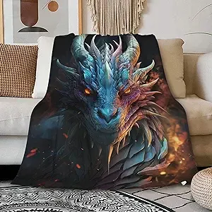 Ultra Soft Flannel Fleece Throw Blanket Dragon All Season Warm and Cozy Quilt...