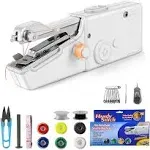 Handheld Sewing Machine, Portable Sewing Machine, Mini Sewing Machine for Beginners, Cordless Electric Hand Sewing Machine with Accessories Kit, Suitable for Clothing, Curtains, DIY Home Travel, White