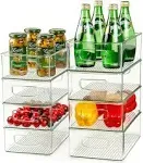 Stackable Refrigerator Organizer Bins 4 Large And 4 Medium Clear Plastic Fridge 