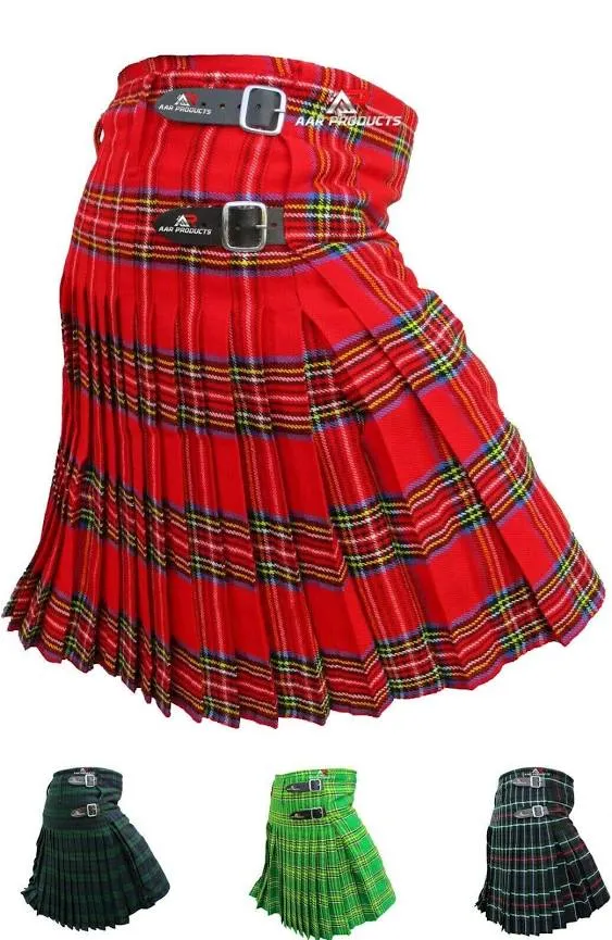 AAR Mens Kilt Scottish Tartan Kilt 13oz Highland Casual Kilt for Men 11 Tartans