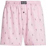 Polo Ralph Lauren Signature Allover Pony Print Boxers, Mens, L, Pink