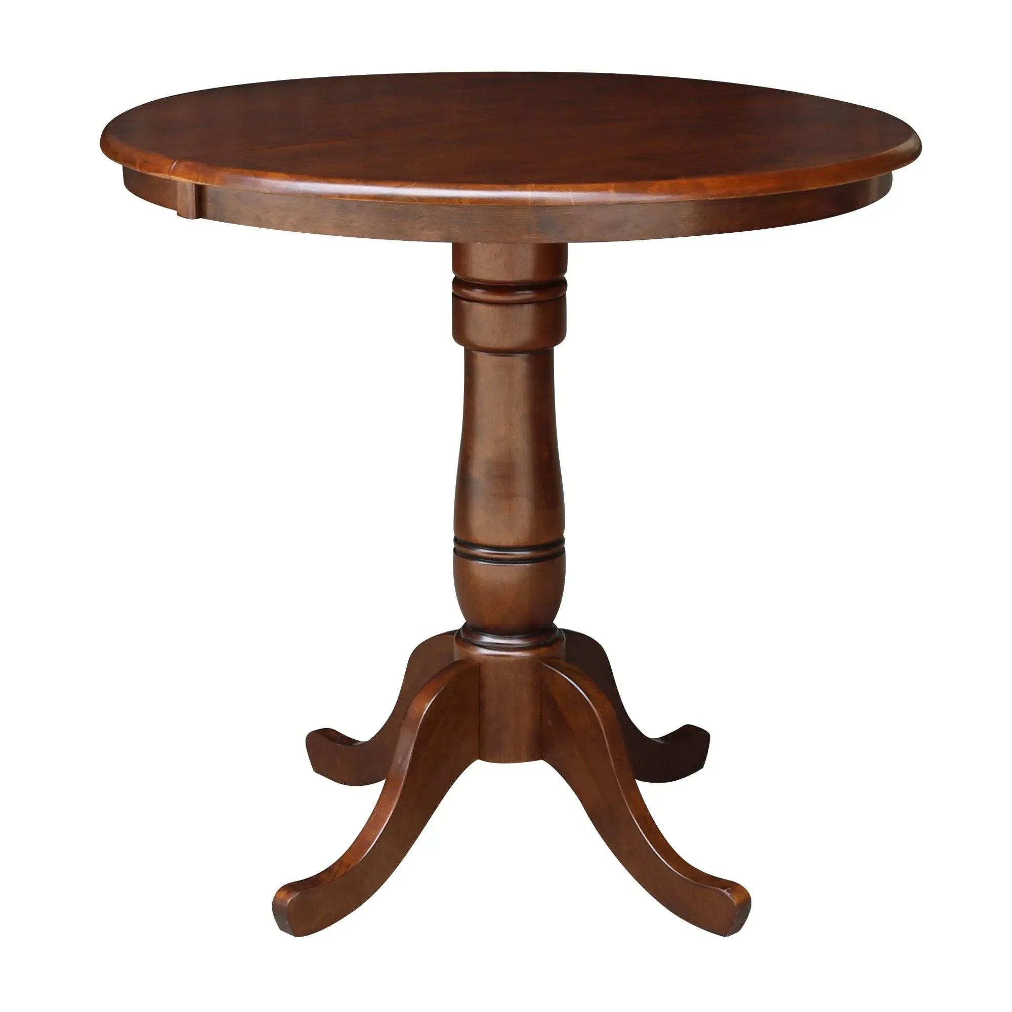 International Concepts 36" Round Top Pedestal Table With 12" Leaf - 34.9"H - Dining or Counter Height