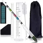 Triple-Scale Hydrometer Kit with Plastic Test Jar for Wine, Beer, Mead and Kombucha - Alcohol Tester, Hydrometer Alcohol, ABV, Brix and Gravity Tester - Home Brewing Supplies, 0-200 Proof