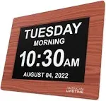 Large 8-Inch Digital Clock for Seniors with Customizable Alarms &amp; Auto-Dim