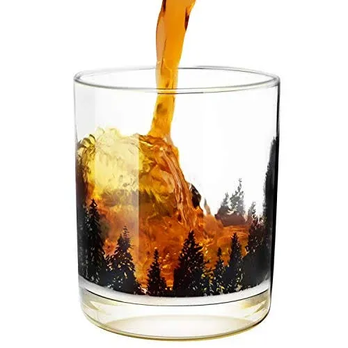 Greenline Goods Forest Landscape Whiskey Glasses Set of 2