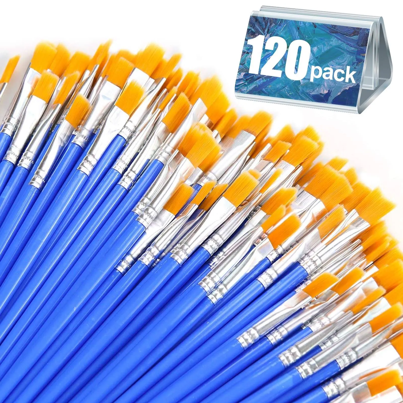 AROIC Paint Brushes Set,120 pcs Nylon Hair Brushes for Acrylic Oil Wat