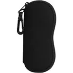 MoKo Eyeglass Soft Case Zippered Neoprene Sunglasses Pouch with Clip - Black