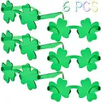 6 Pairs St. Patricks Day Shamrock Sunglasses, Irish Green Four Leaf Shamrock 