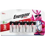 Energizer Max Alkaline Batteries, 9V - 4 batteries
