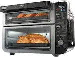 Ninja DCT401 12-in-1 Double Oven with FlexDoor, FlavorSeal & Smart Finish, Rapid Top Convection and Air Fry Bottom , Bake, Roast, Toast, Air Fry, Pizza and More, Stainless Steel