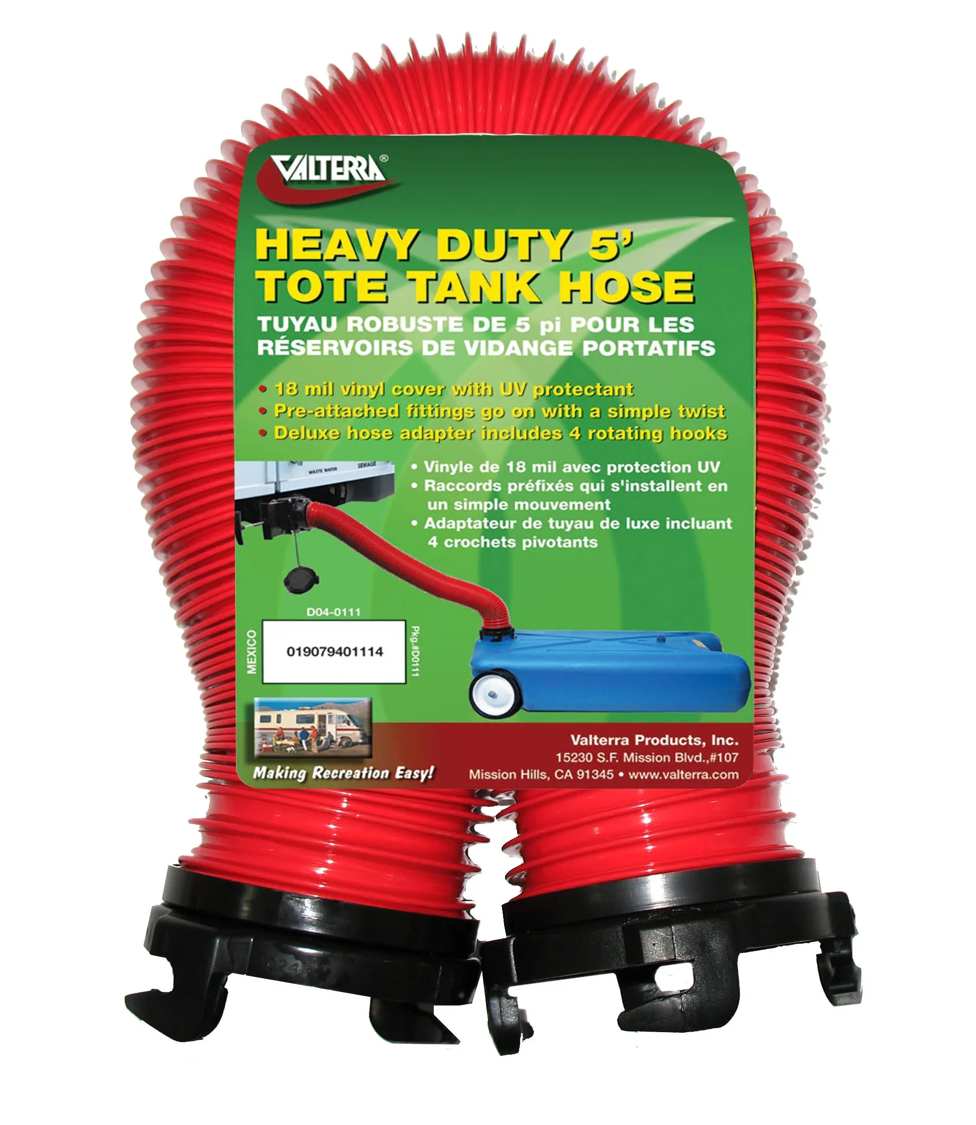 Valterra D04-0111 Heavy-Duty Tote Tank Hose - 5&#039; - Red (d040111)