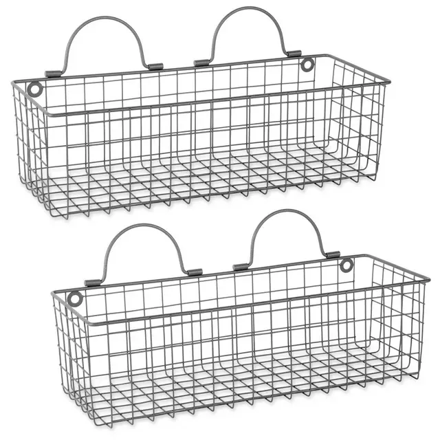 Wire Wall Basket Medium Grey (Set of 2)