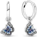 Pandora Blue Butterfly Hoop Earrings - 290778C01