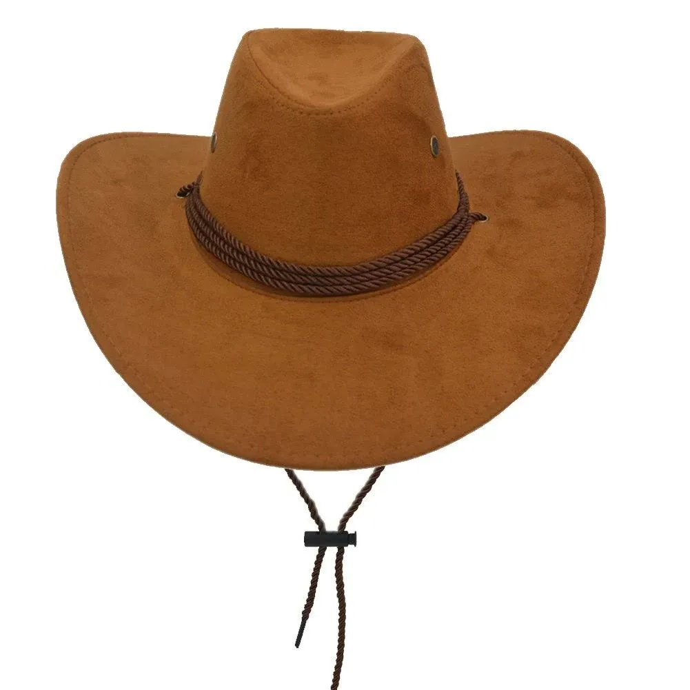 Yosang adult Western Suede Hat Cowboy Outdoorsman Hat Travelling Summer Cap Brown ...