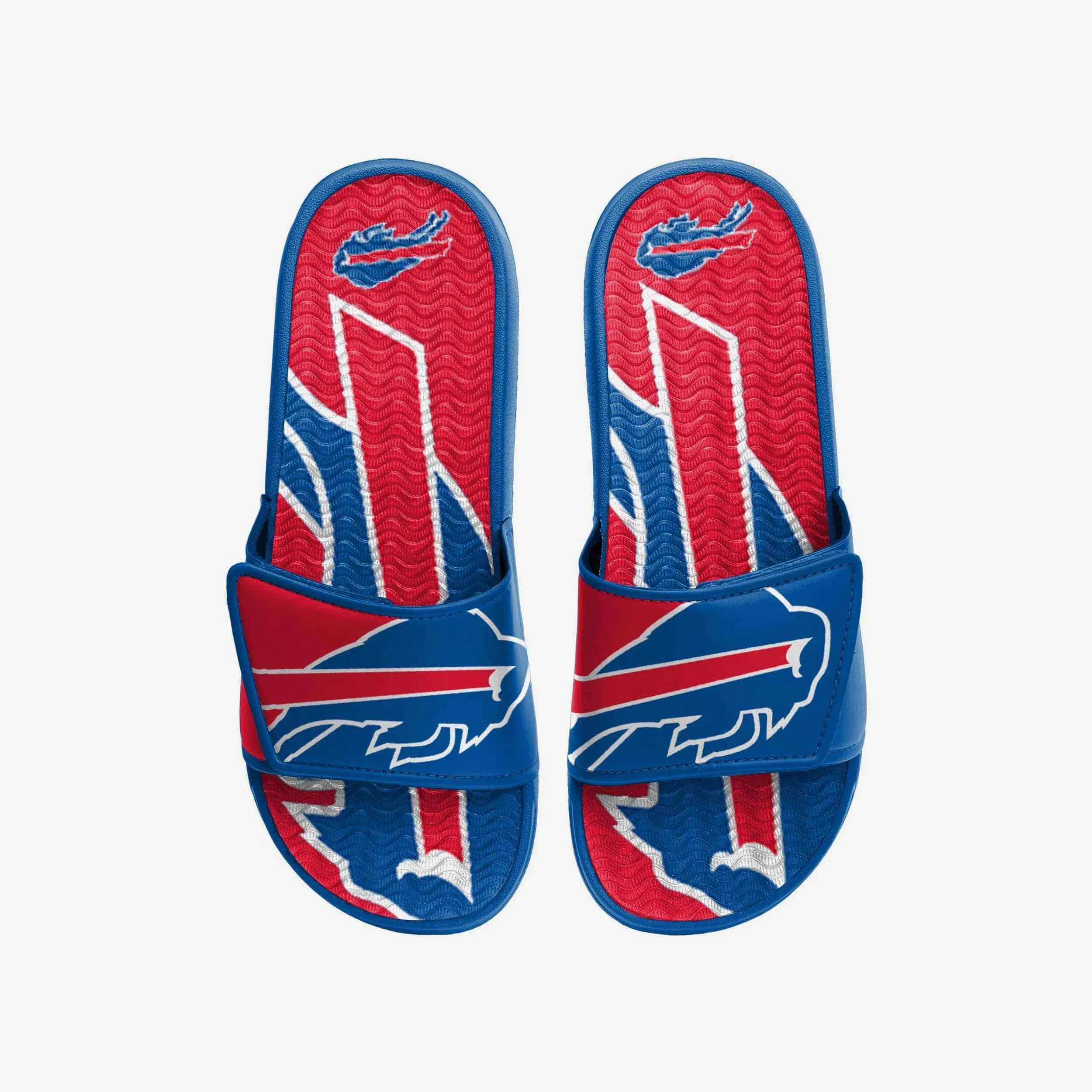 FOCO Buffalo Bills NFL Mens Colorblock Big Logo Gel Slides - XL