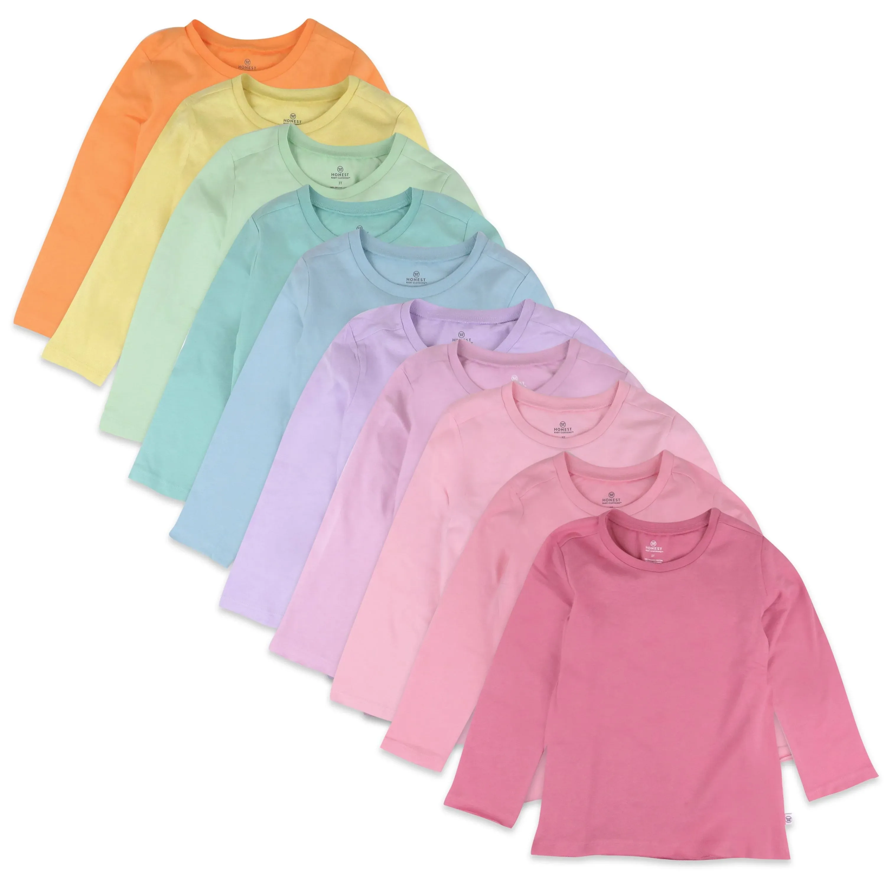 10-Pack Organic Cotton Long Sleeve T-shirts Rainbow Pinks / 0-3M